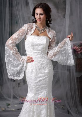 Lace Mermaid Long Sleeves Court Wedding Dress